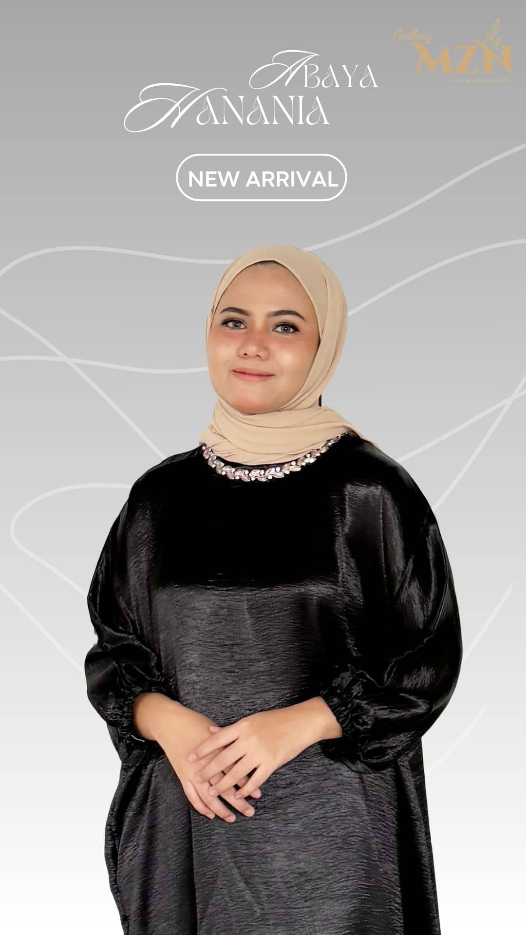Abaya Hanania Shimmer Silk, Glossy, Metalic Shining Thumbnail