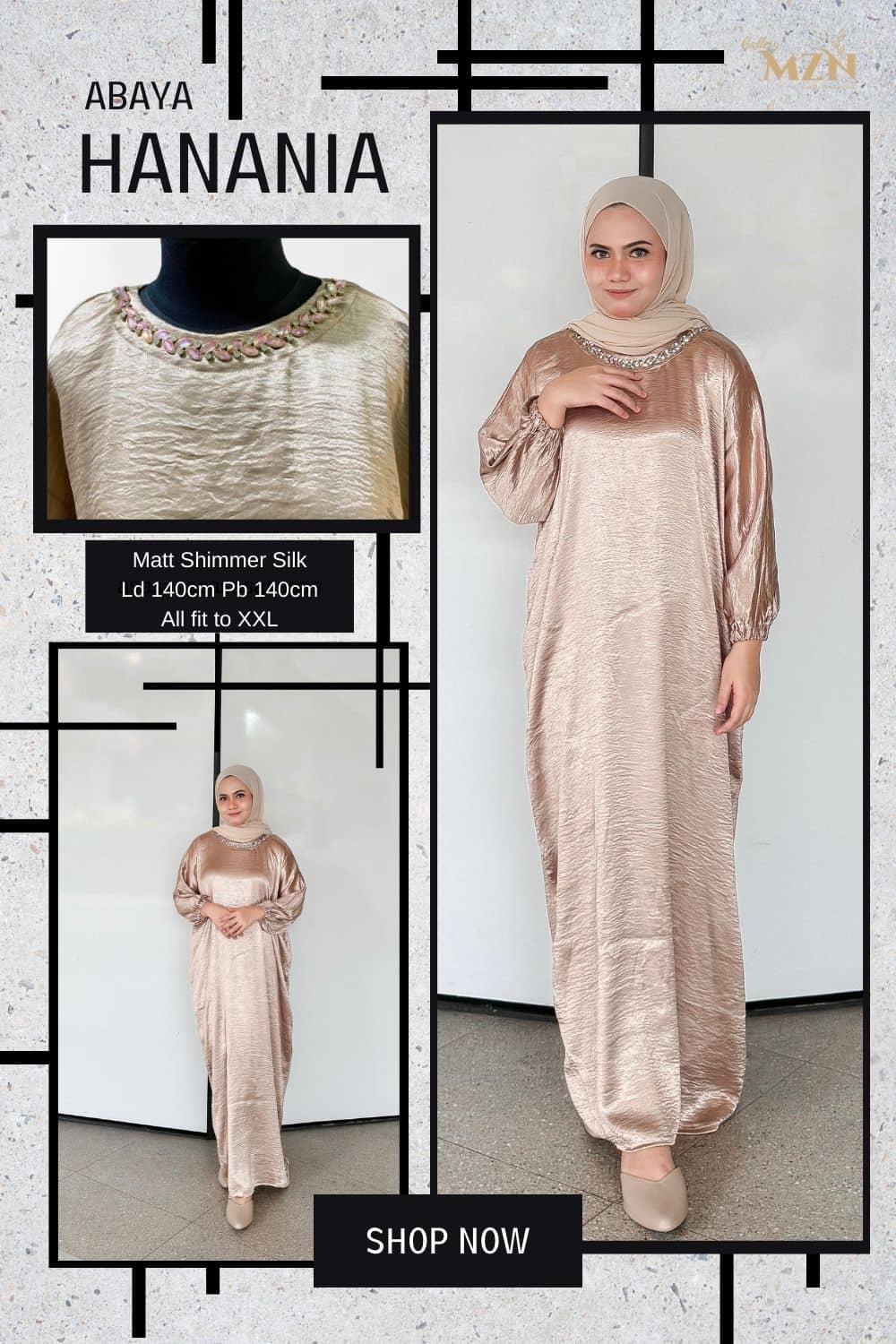 Abaya Hanania Shimmer Silk, Glossy, Metalic Shining Foto Model #9