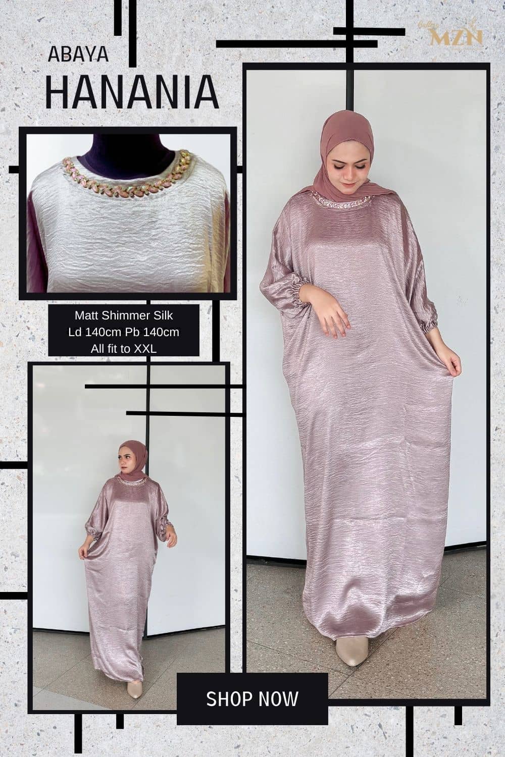 Abaya Hanania Shimmer Silk, Glossy, Metalic Shining Foto Model #10