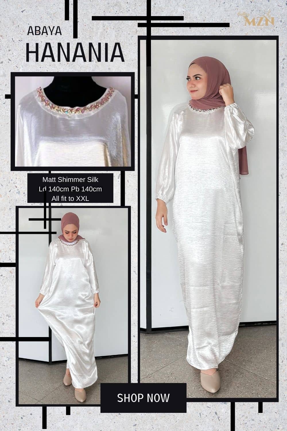 Abaya Hanania Shimmer Silk, Glossy, Metalic Shining Foto Model #11