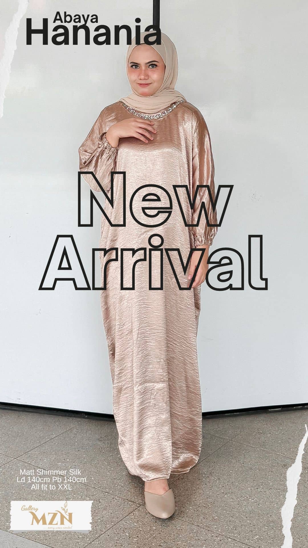 Abaya Hanania Shimmer Silk, Glossy, Metalic Shining Foto Model #13