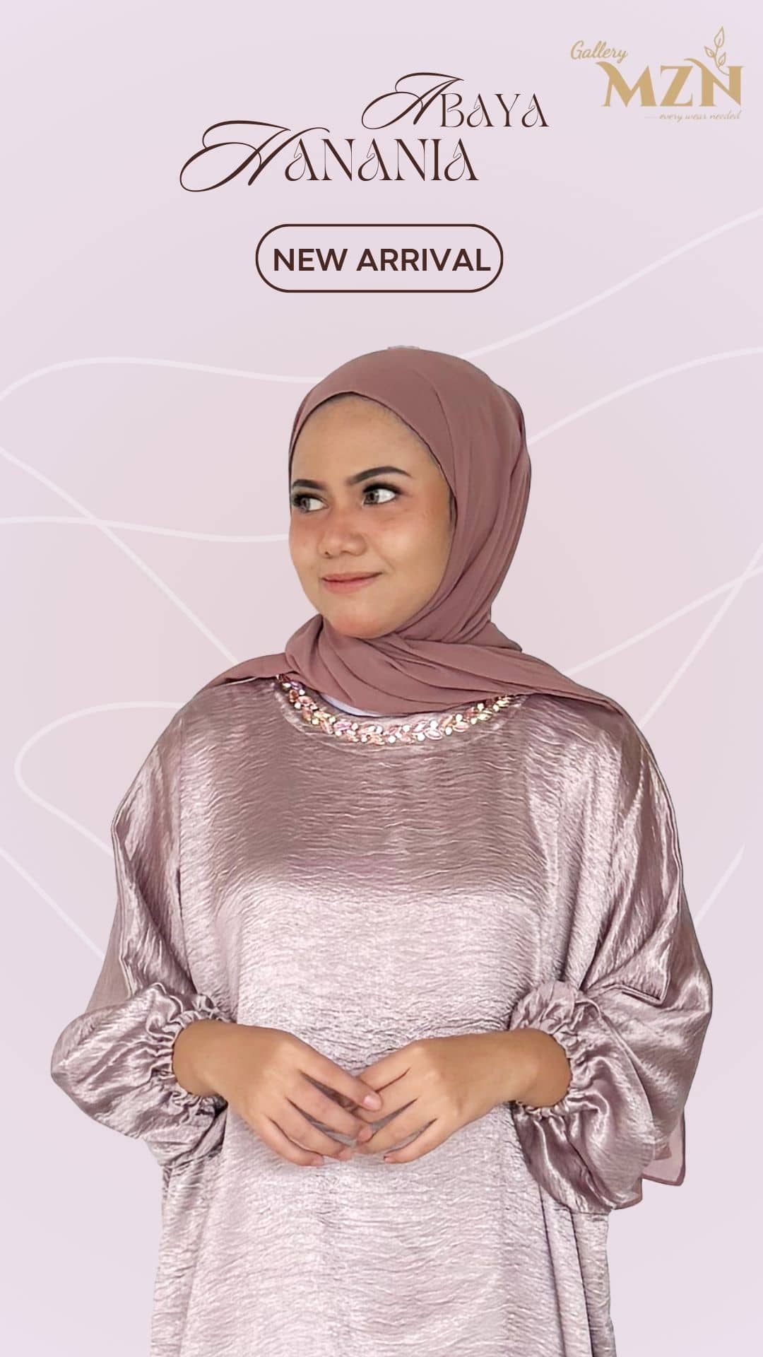 Abaya Hanania Shimmer Silk, Glossy, Metalic Shining Foto Model #2