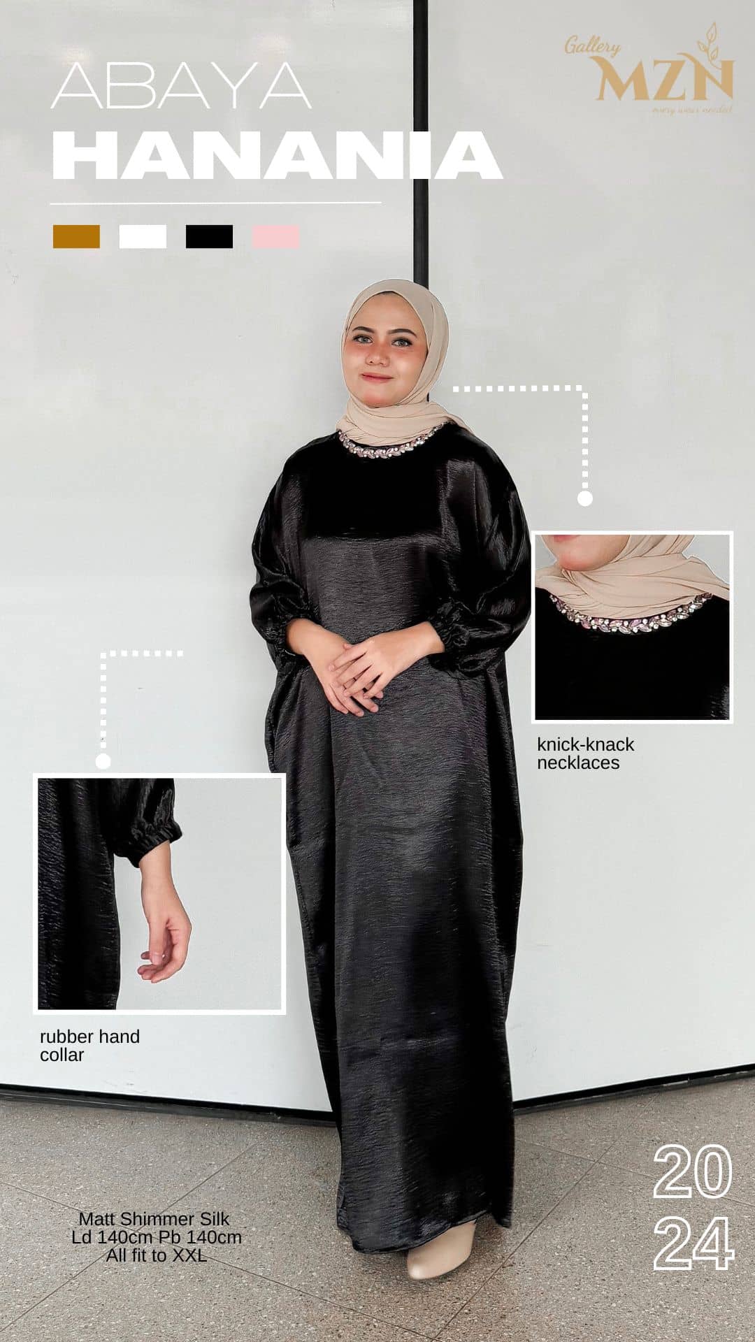 Abaya Hanania Shimmer Silk, Glossy, Metalic Shining Foto Model #4