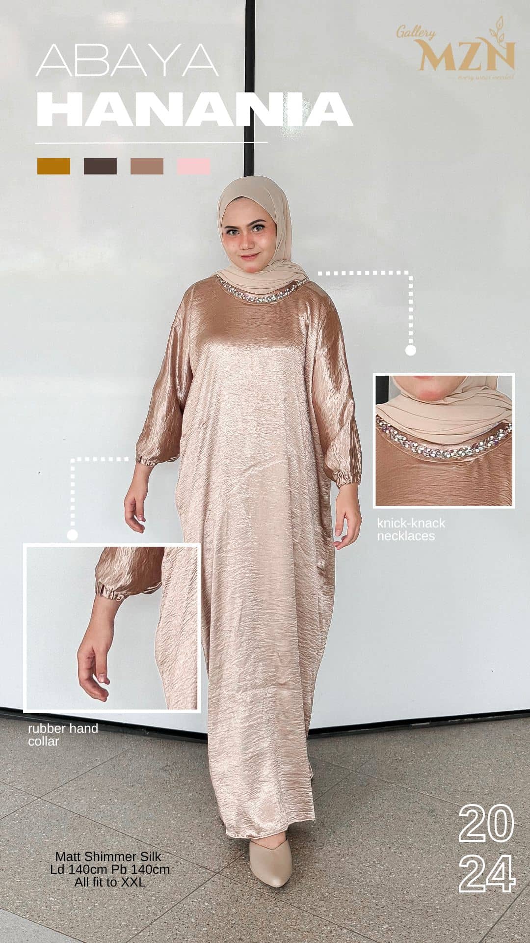 Abaya Hanania Shimmer Silk, Glossy, Metalic Shining Foto Model #5