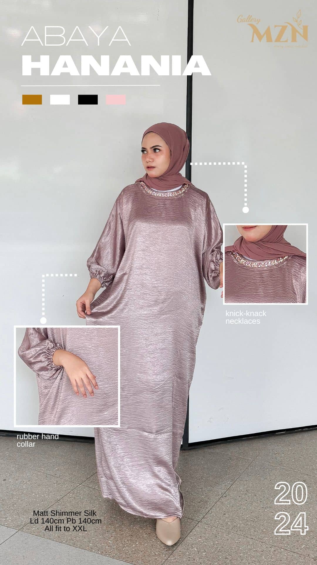 Abaya Hanania Shimmer Silk, Glossy, Metalic Shining Foto Model #6