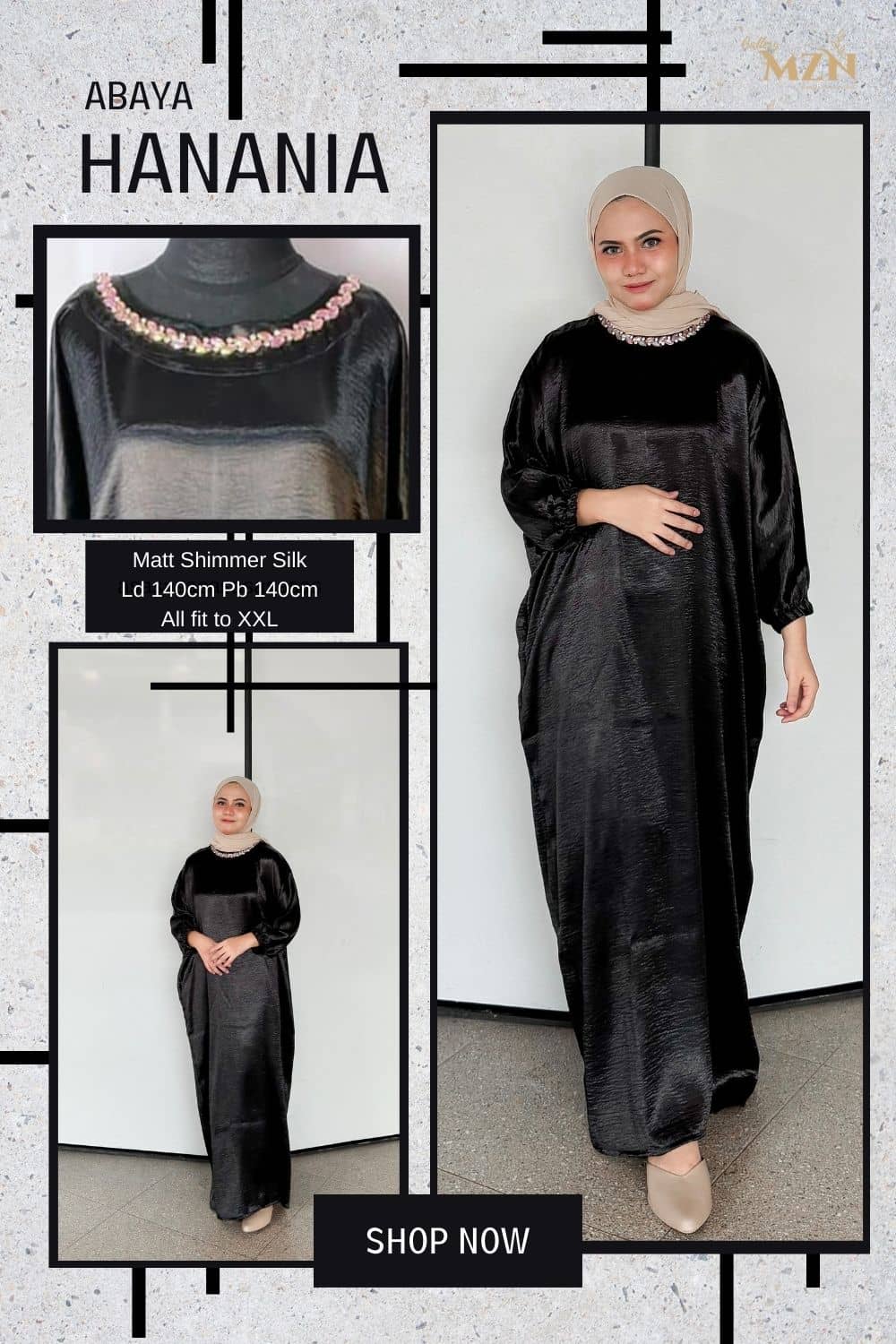 Abaya Hanania Shimmer Silk, Glossy, Metalic Shining Foto Model #8